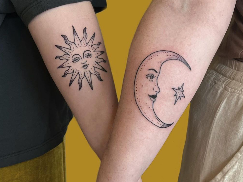 Shine Bright: Exploring the Meaning Behind Sun and Moon Crescent Forearm Tattoos